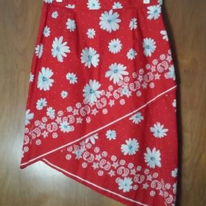 Classics by Jantzen Red Asymmetrical Floral Skirt
